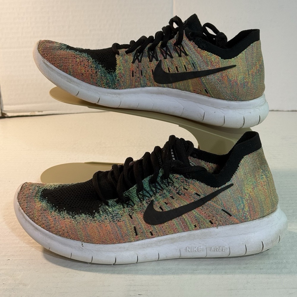 Nike Free RN Flyknit 2017 Running Shoes Multicolor Womens 8.5 READ Athleisure‎